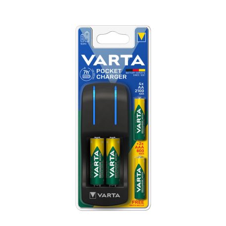 VARTA Akkutöltő Pocket + 4x2100mAh AA + 2x800mAh AAA (AA/AAA) 420min