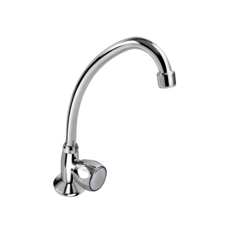Mosdó csaptelep hidegvízhez, kerámia szelep, króm, 22cm hosszú csőr
