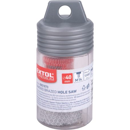 Körkivágó csempére, gyémánt vágóél; 40mm × M14, sarokcsiszolóba fogható