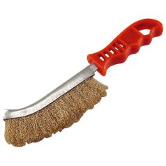   Hajlított drótkefe, műanyag nyél; rezezett, 24cm, 30mm szálhossz