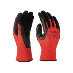 Poliészter kesztyű piros-fekete  latex 9-es