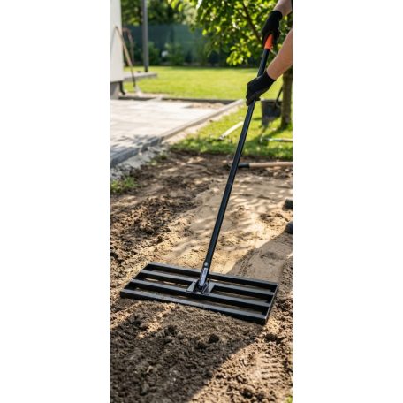 Gyepszintező Strend Pro Garden, 60x40x150 cm, gereblye, szintező