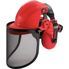 Homlokpánt rostélyos arcvédővel és zajvédővel