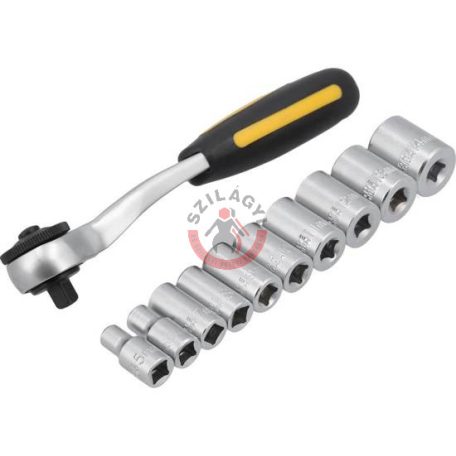 Dugókulcs készlet racsnis hajtókarral 1/4" 11 részes 5-14 mm