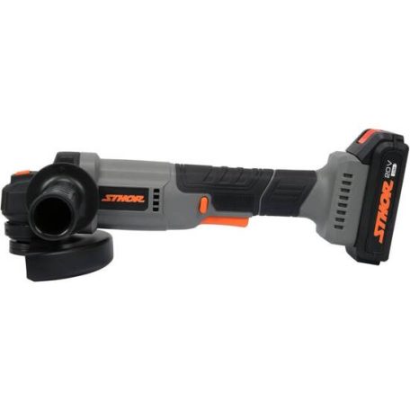 STHOR akkumlátoros sarokcsiszoló 125 mm 20V 2Ah (akku + töltő)