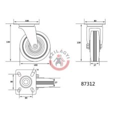 Kerék csapágyazott 100mm 60kg forgózsámolyos