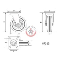 Kerék csapágyazott 125mm 100kg forgózsámolyos