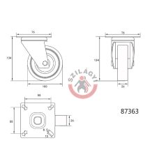 Kerék csapágyazott 100mm 45kg forgózsámolyos