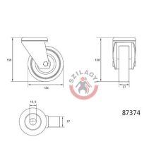 Kerék csapágyazott 125mm 50kg forgózsámolyos