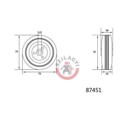 Csapágyazott kerék 75mm 40kg