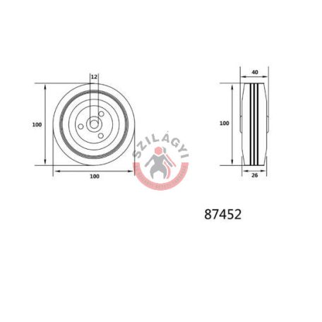 Csapágyazott kerék 100mm 60kg