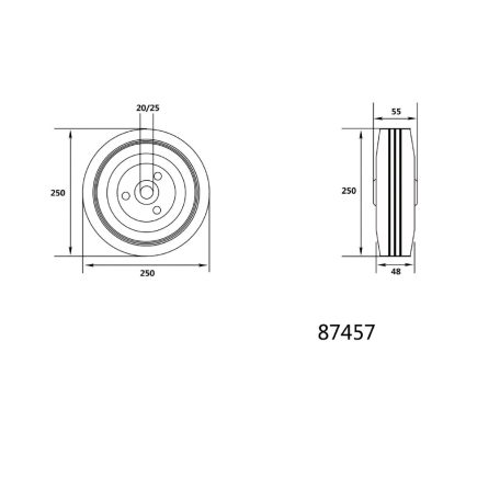 Csapágyazott kerék 250mm 180kg