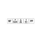Gyorscsatlakozó külső menetes 90°-os PP 25mm 3/4"