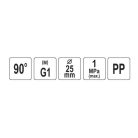 Gyorscsatlakozó külső menetes 90°-os PP 25mm 1"