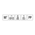 Gyorscsatlakozó belső menetes 90°-os PP 25mm 1/2"