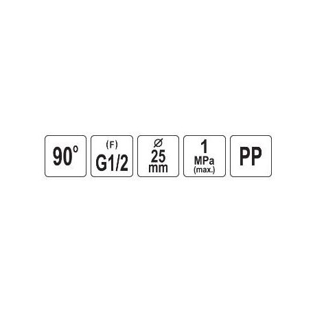 Gyorscsatlakozó belső menetes 90°-os PP 25mm 1/2"