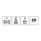 Gyorscsatlakozó PP GW 32mm x 1/2"