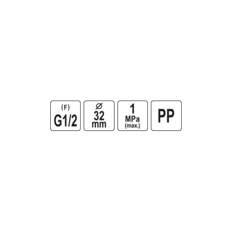 T-idom PP GW 32mm x 1/2" x 32mm
