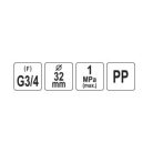 Gyorscsatlakozó PP GW 32mm x 3/4" x 32mm