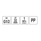 Gyorscsatlakozó PP GZ 32mm x 1/2" x 32mm