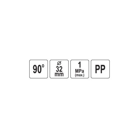 PP könyök 90° 32mm x 32mm