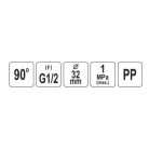 Gyorscsatlakozó belső menetes 90°-os PP GW 25mm 1/2"