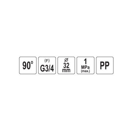 Gyorscsatlakozó belső menetes 90°-os PP GW 32mm 3/4"