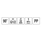Gyorscsatlakozó külső menetes 90°-os PP GZ 32mm 1/2"