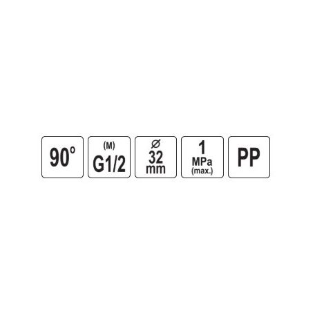 Gyorscsatlakozó külső menetes 90°-os PP GZ 32mm 1/2"