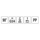 Gyorscsatlakozó külső menetes 90°-os PP GZ 32mm 3/4"