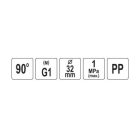 Gyorscsatlakozó külső menetes 90°-os PP GZ 32mm 1"