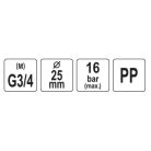 Golyóscsap külső menetes 25mm x 3/4" PP