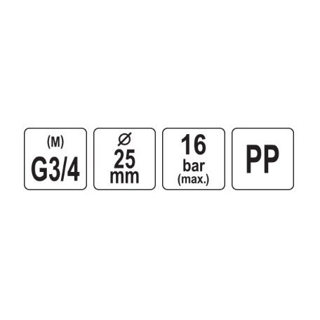 Golyóscsap külső menetes 25mm x 3/4" PP