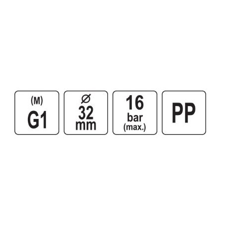 Golyóscsap külső menetes 32mm x 1" PP