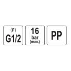 Gömszelep belső menetes 1/2" x 1/2" PP