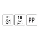 Gömbszelep belső menetes 1" x 1" PP