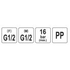 Gömbszelep külső-belső menetes 1/2" x 1/2" PP