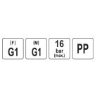 Gömbszelep külső-belső menetes 1" x 1" PP
