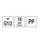 Gömbszelep külső menetes 1/2" x 1/2" PP