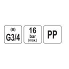 Gömbszelep külső menetes 3/4" x 3/4" PP