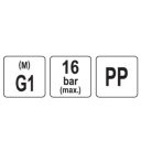 Gömbszelep külső menetes 1" x 1" PP