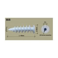  Polisztirol dűbel 90 csavarmenetes 10 cm-es szigeteléshez, csavar: 8 mm