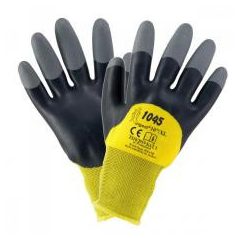   Kesztyű Urgent 1045 duplán mártott habosított latex sárga-fekete 10