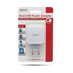 Adapter-2USB-fehér 2.1A