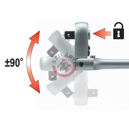 Racsnis hajtókar 3/8" 242 mm 72T csuklós ±90° egyenes szár CrV