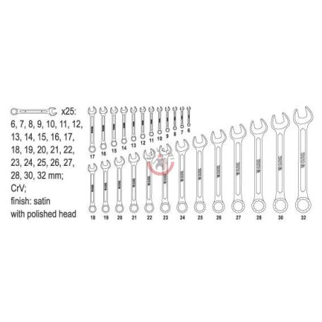 Csillag-villáskulcs készlet 6-32mm, 25 részes