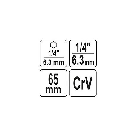 Dugókulcs adapter bitbefogású 1/4" 65 mm