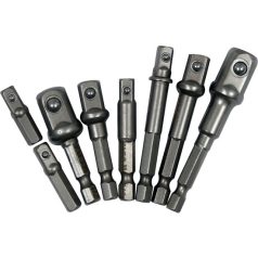   Dugókulcs adapter készlet 8 részes 1/4" Hex -> 1/4", 3/8", 1/2" négyszög CrV