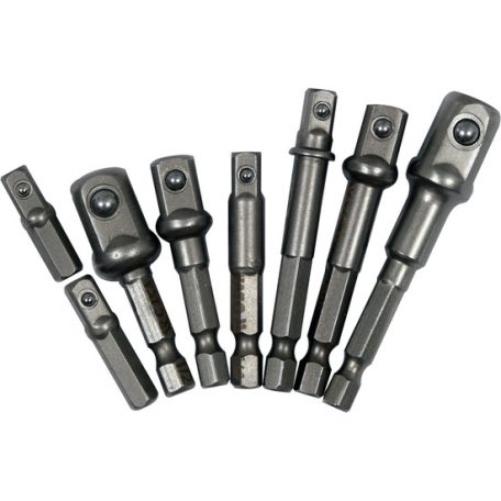 Dugókulcs adapter készlet 8 részes 1/4" Hex -> 1/4", 3/8", 1/2" négyszög CrV