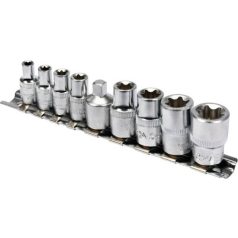   Torx dugókulcs készlet 9 részes E5-E16 1/4", 3/8"